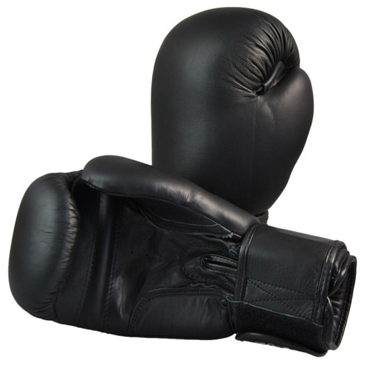 Gants de boxe TEKKA BUDO Top Model en cuir véritable noir 8-14 oz - Gants d'entraînement rembourrés