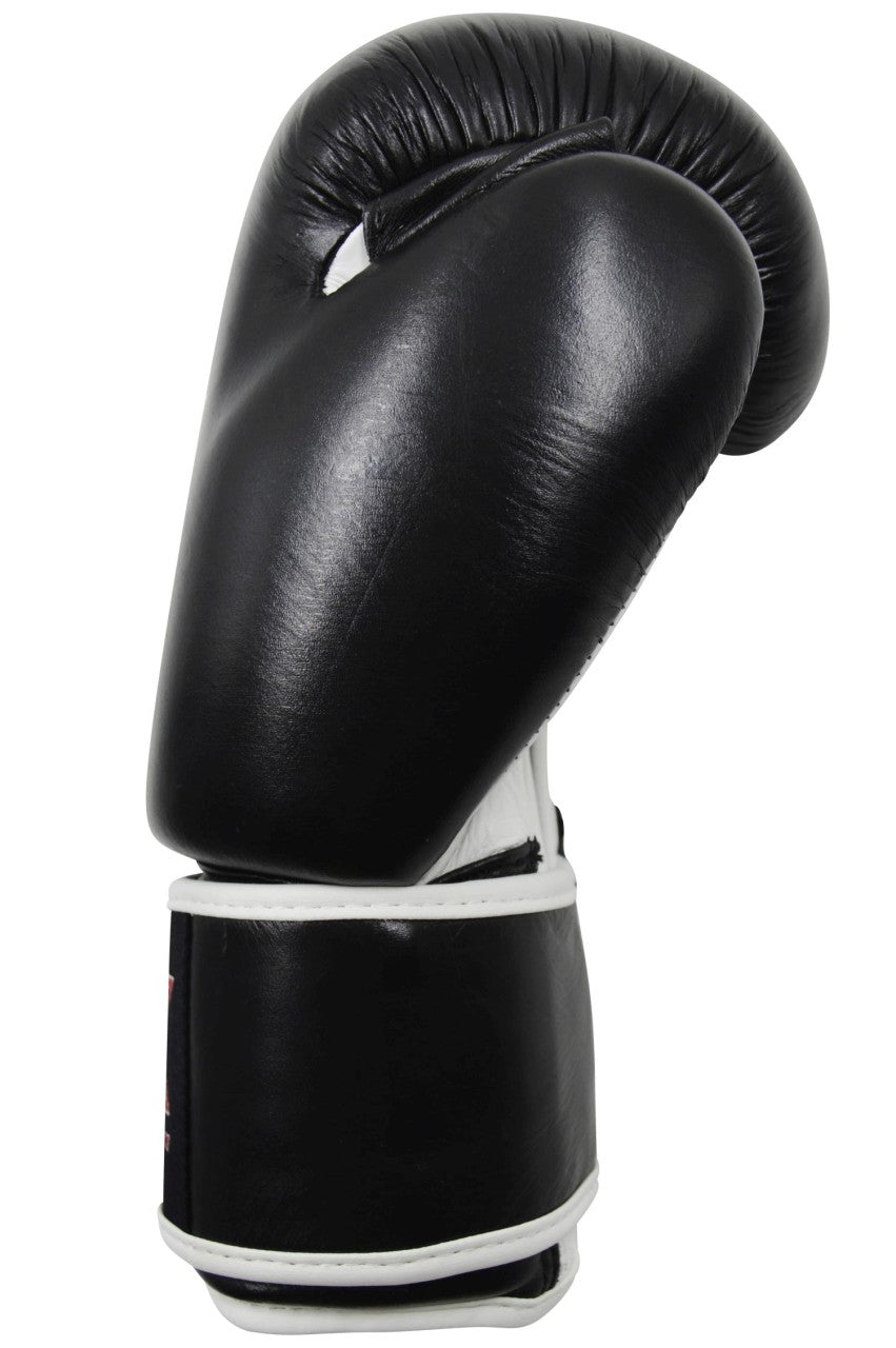 Gants de boxe PX en cuir noir et blanc 8-16 oz - Gants d'entraînement rembourrés