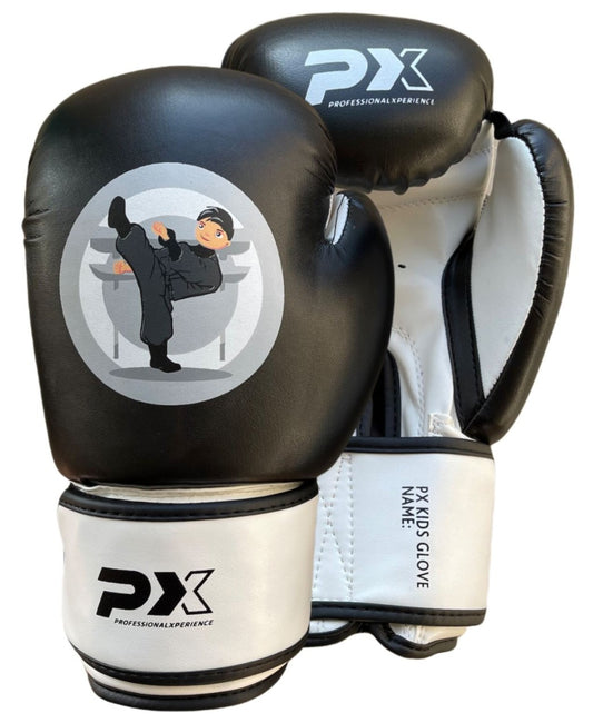 Gants de boxe PX Kids « Kids Glove Boys » noir-blanc 2-8 oz - Gants d'entraînement rembourrés