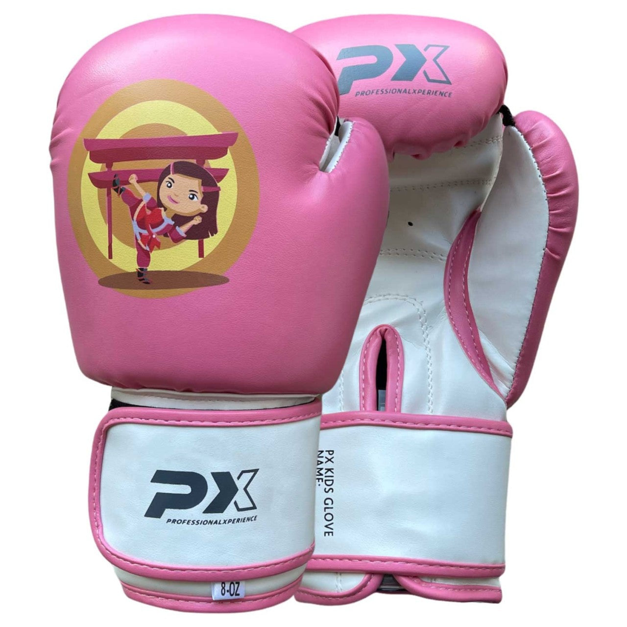 Gants de boxe PX Kids « Kids Glove Girls » rose-blanc 2-8 oz - Gants d'entraînement rembourrés
