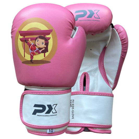 Gants de boxe PX Kids « Kids Glove Girls » rose-blanc 2-8 oz - Gants d'entraînement rembourrés