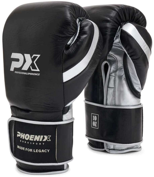 Gants de boxe PX LEGACY Pro en cuir synthétique, velcro, 230-473 g – Gants d'entraînement rembourrés