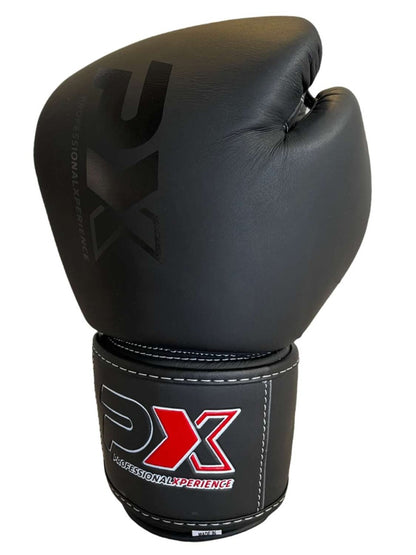 Gants de boxe PX CONTEST en cuir noir, 230-473 g – Gants d'entraînement rembourrés
