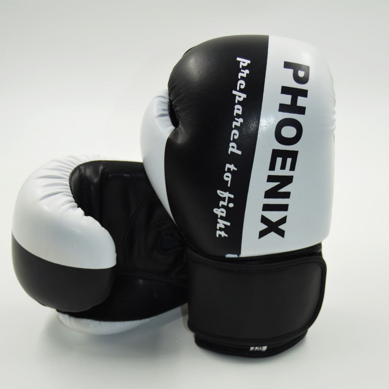 Gants de boxe PX « Préparé au combat » en cuir synthétique noir et blanc, 57 g, 473 g – Gants d'entraînement rembourrés