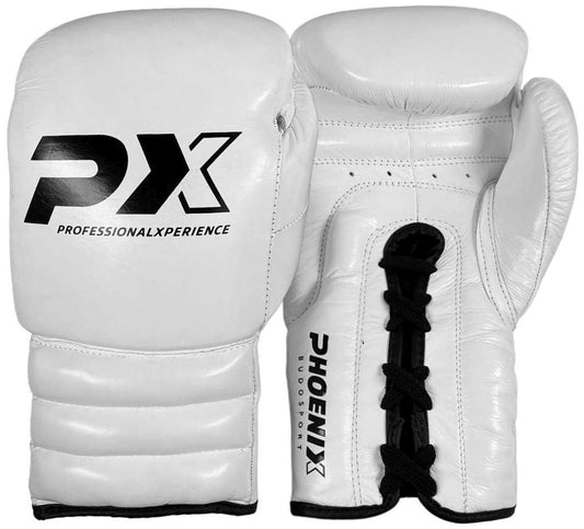Gants de boxe de compétition PX en cuir blanc 10-16 oz - Gants d'entraînement rembourrés