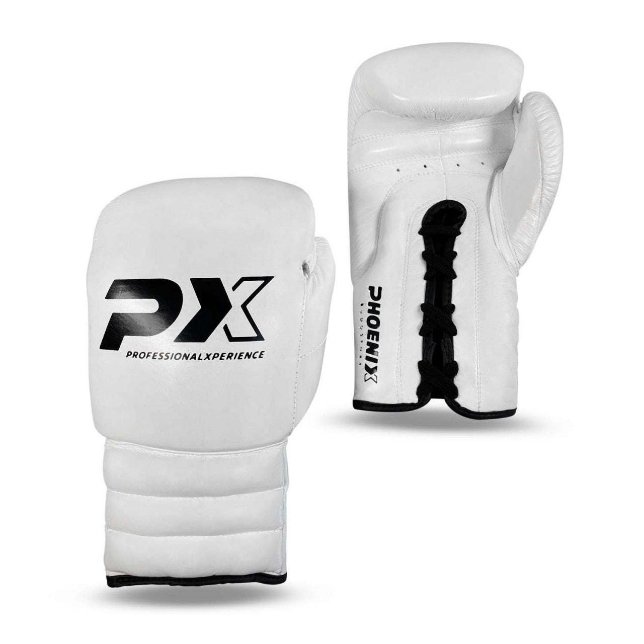 Gants de boxe de compétition PX en cuir blanc 10-16 oz - Gants d'entraînement rembourrés