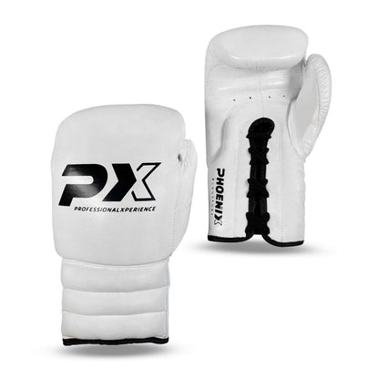 Gants de boxe de compétition PX en cuir blanc 10-16 oz - Gants d'entraînement rembourrés