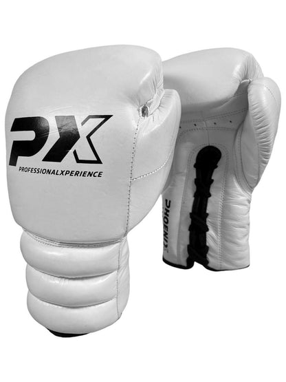 Gants de boxe de compétition PX en cuir blanc 10-16 oz - Gants d'entraînement rembourrés