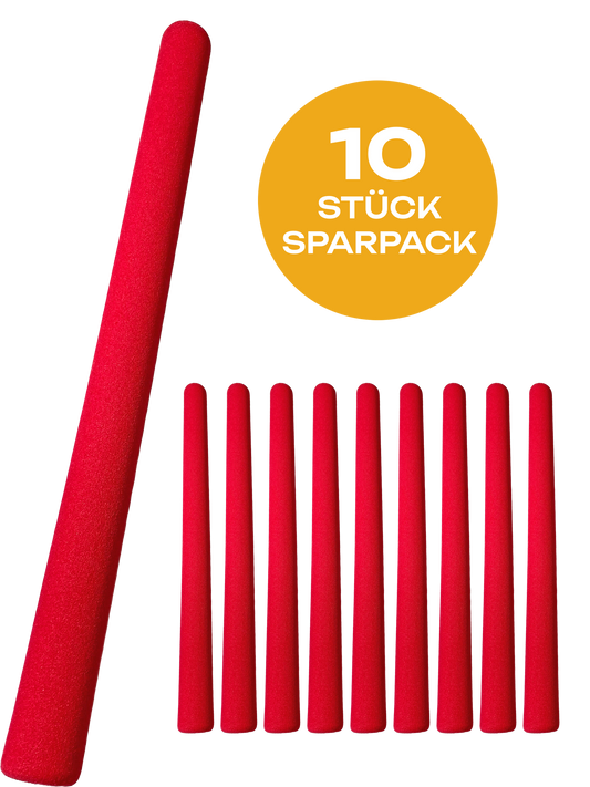 Lot de 10 bâtons d'entraînement Escrima Safety 50 cm rouges avec housse en mousse