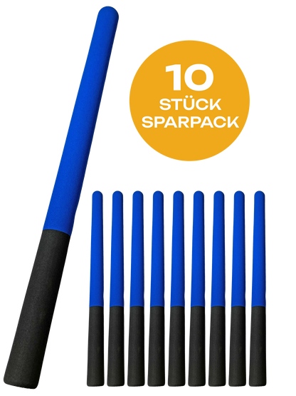 Lot de 10 bâtons d'entraînement Escrima Safety 61 cm bleu-noir avec housse en mousse