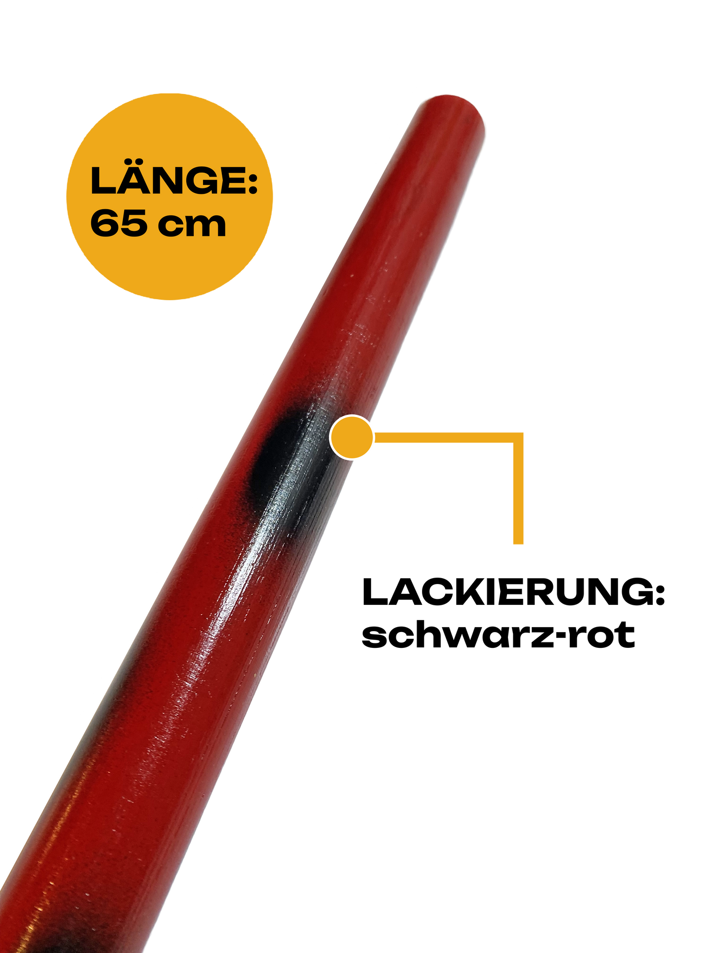 SET Escrima Stick noir-rouge avec housse pour arme - bâton en rotin 65 cm poncé verni