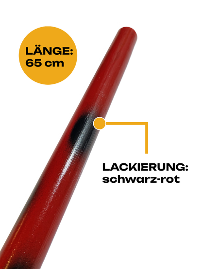 SET Escrima Stick noir-rouge avec housse pour arme - bâton en rotin 65 cm poncé verni