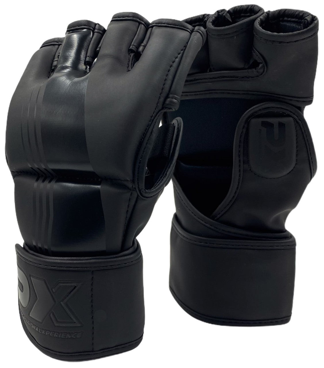 Protège-mains PX ProTech X-tra, noir-noir, coupe ergonomique en PU – avec fermeture velcro, amortisseur