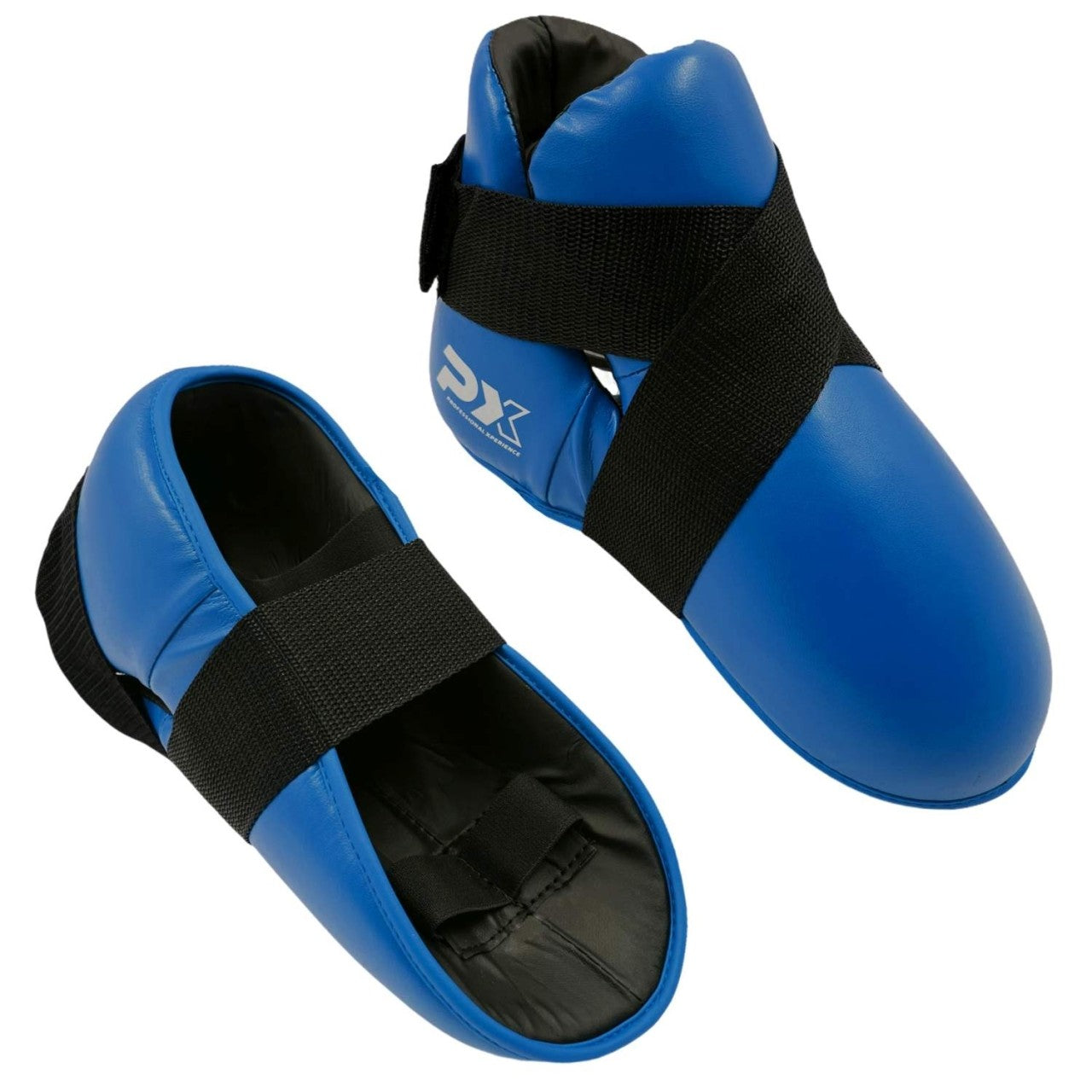 Protège-pieds PX en cuir synthétique bleu - Protections pour karaté, taekwondo, kickboxing - Arts martiaux