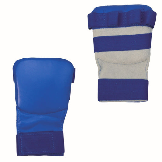 Protège-poignets Hand-Mitt en cuir véritable bleu