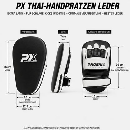 PX Pratzen extra lang - Leder schwarz-weiß Handpratzen (Paar)
