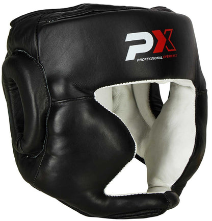 Casque de protection en cuir véritable noir - Karaté, Taekwondo, Kickboxing - Protections pour arts martiaux