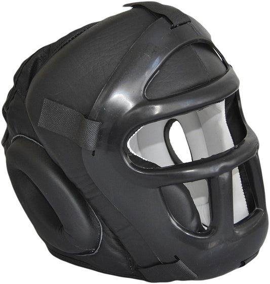Casque de protection en cuir mesh noir - Karaté, Taekwondo, Kickboxing - Protections pour arts martiaux