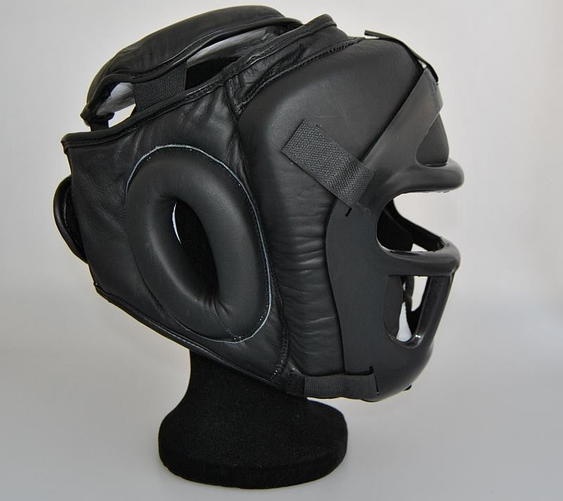Casque de protection en cuir mesh noir - Karaté, Taekwondo, Kickboxing - Protections pour arts martiaux