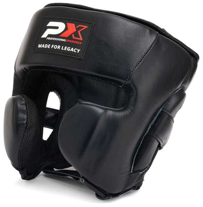 Casque de protection PX LEGACY Pro en cuir véritable noir - Karaté, Taekwondo, Kickboxing - Protections pour arts martiaux