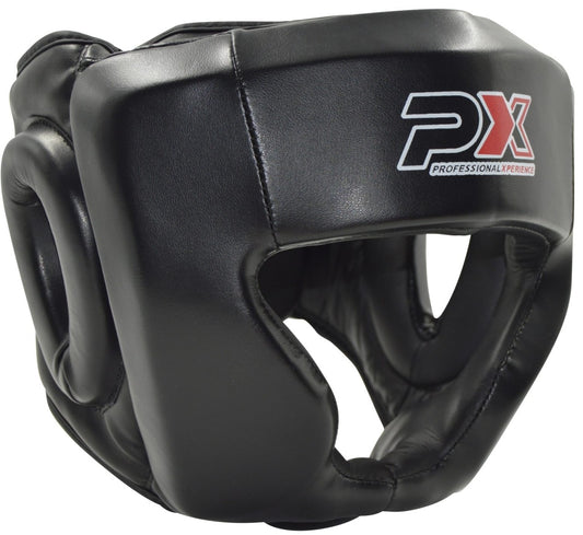 Casque PX en cuir synthétique noir - Protections pour karaté, taekwondo, kickboxing - Arts martiaux