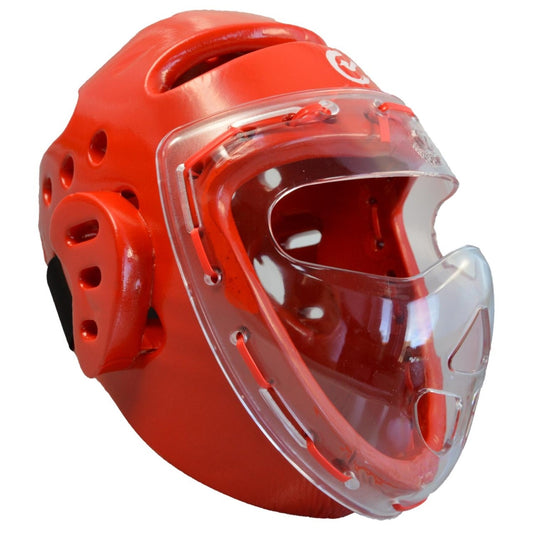 Casque de protection WACOKU en mousse rouge, masque, WTF - Karaté, Taekwondo, Kickboxing - Protections pour arts martiaux