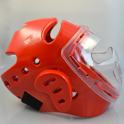 Casque de protection WACOKU en mousse rouge, masque, WTF - Karaté, Taekwondo, Kickboxing - Protections pour arts martiaux