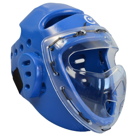 Casque de protection WACOKU en mousse bleue, masque, WTF - Karaté, Taekwondo, Kickboxing - Protections pour arts martiaux