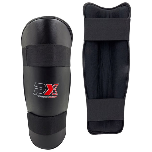 Protège-tibias en cuir synthétique noir - Karaté, Taekwondo, Kickboxing - Protections pour arts martiaux
