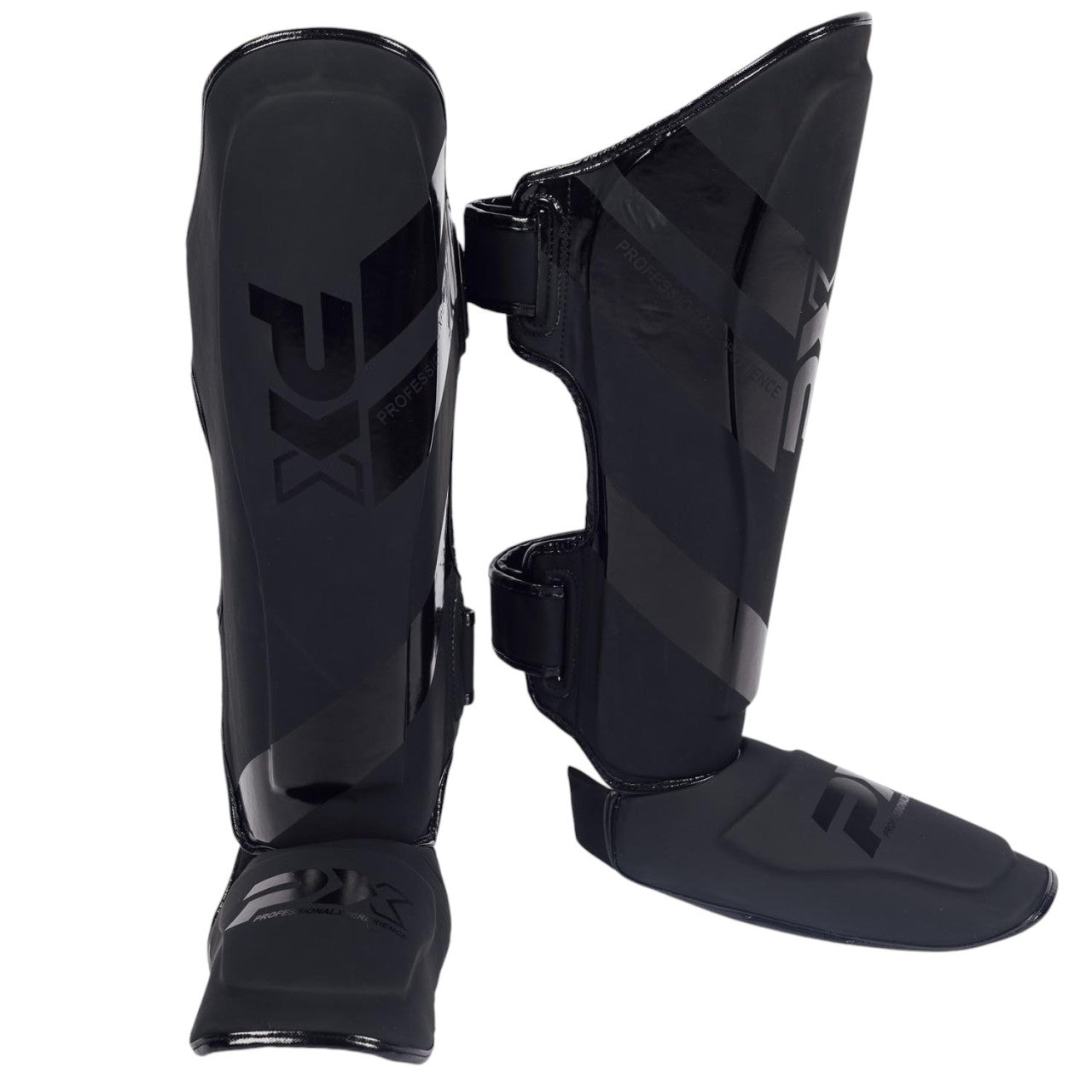 Protège-tibias PX FIGHT PRO en cuir synthétique, noir