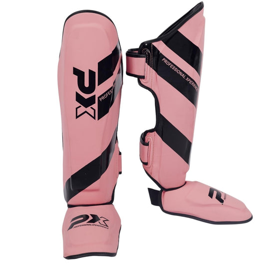 Protège-tibias PX FIGHT PRO en cuir synthétique, rose