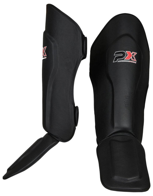 Protège-tibias PX FIGHT PRO noir coupe ergonomique – avec fermeture velcro