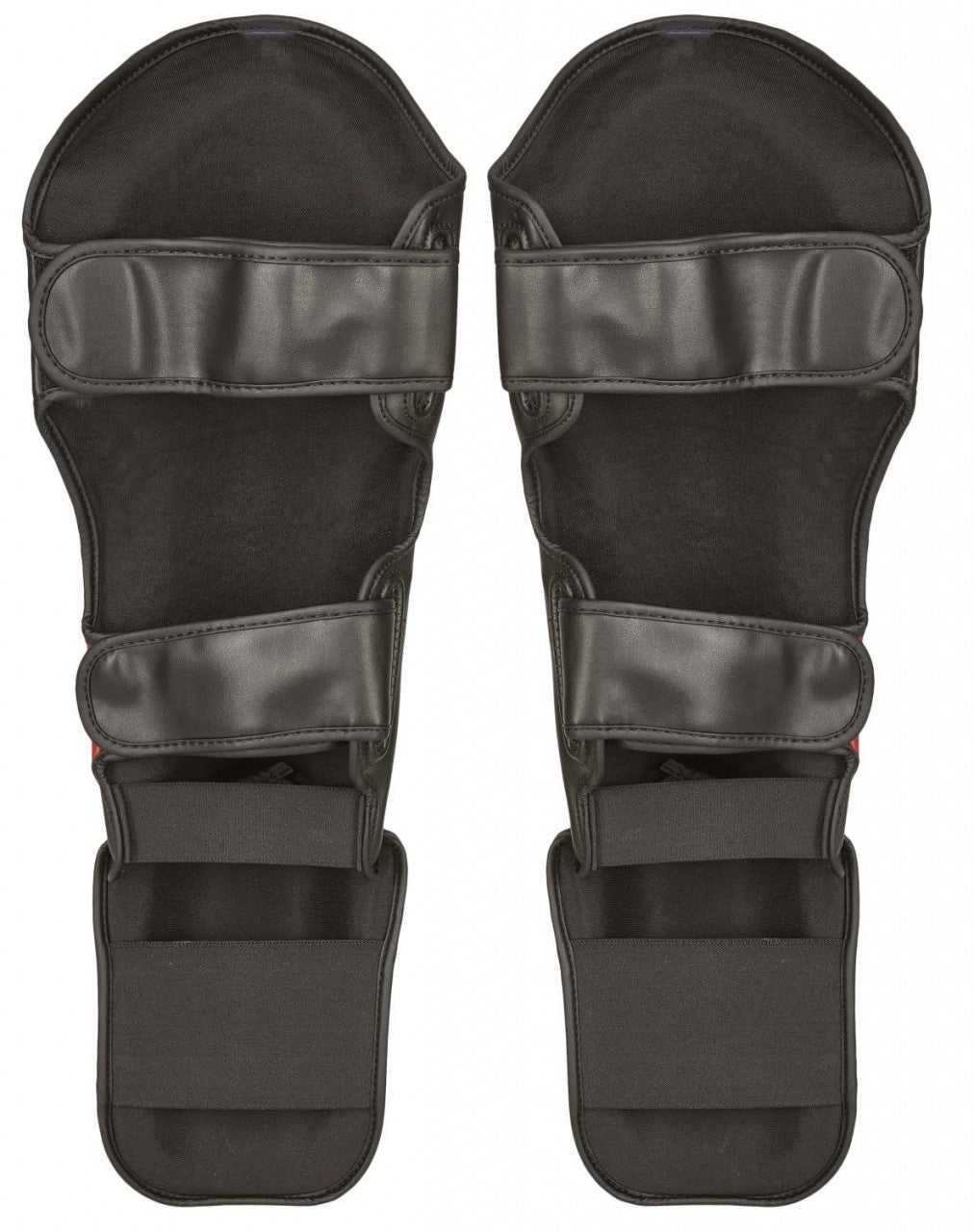 Protège-tibias PX FIGHT PRO en cuir synthétique noir-blanc - Protections pour karaté, taekwondo, kickboxing - Arts martiaux