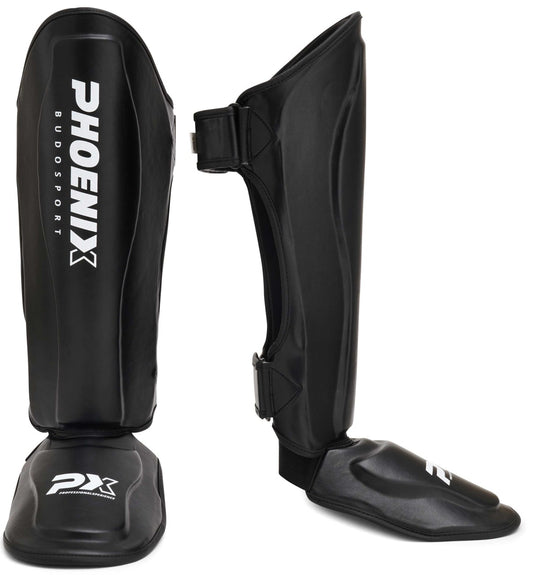 Protège-tibias PX LEGACY, PU, ​​noir - Karaté, Taekwondo, Kickboxing - Protections pour arts martiaux