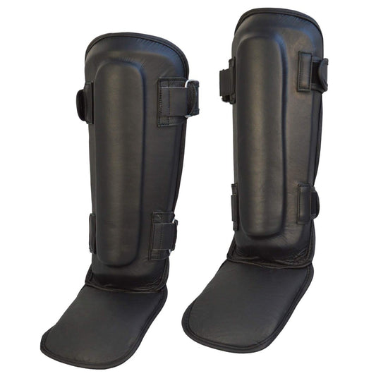 Protège-tibias THAI TECH en cuir, coupe ergonomique – avec fermeture velcro