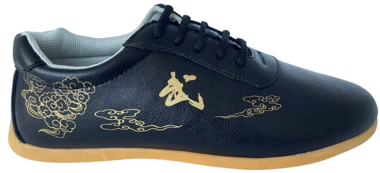 Chaussures d'arts martiaux Wu, cuir, noir