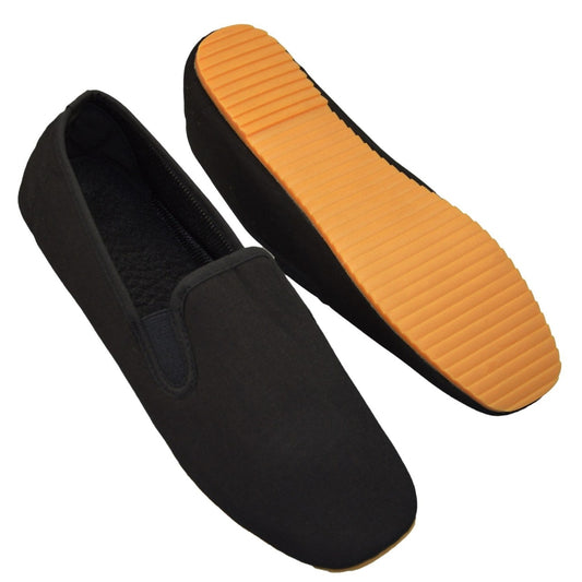 Chaussures de Kung Fu noires avec semelle en caoutchouc, pantoufles d'entraînement