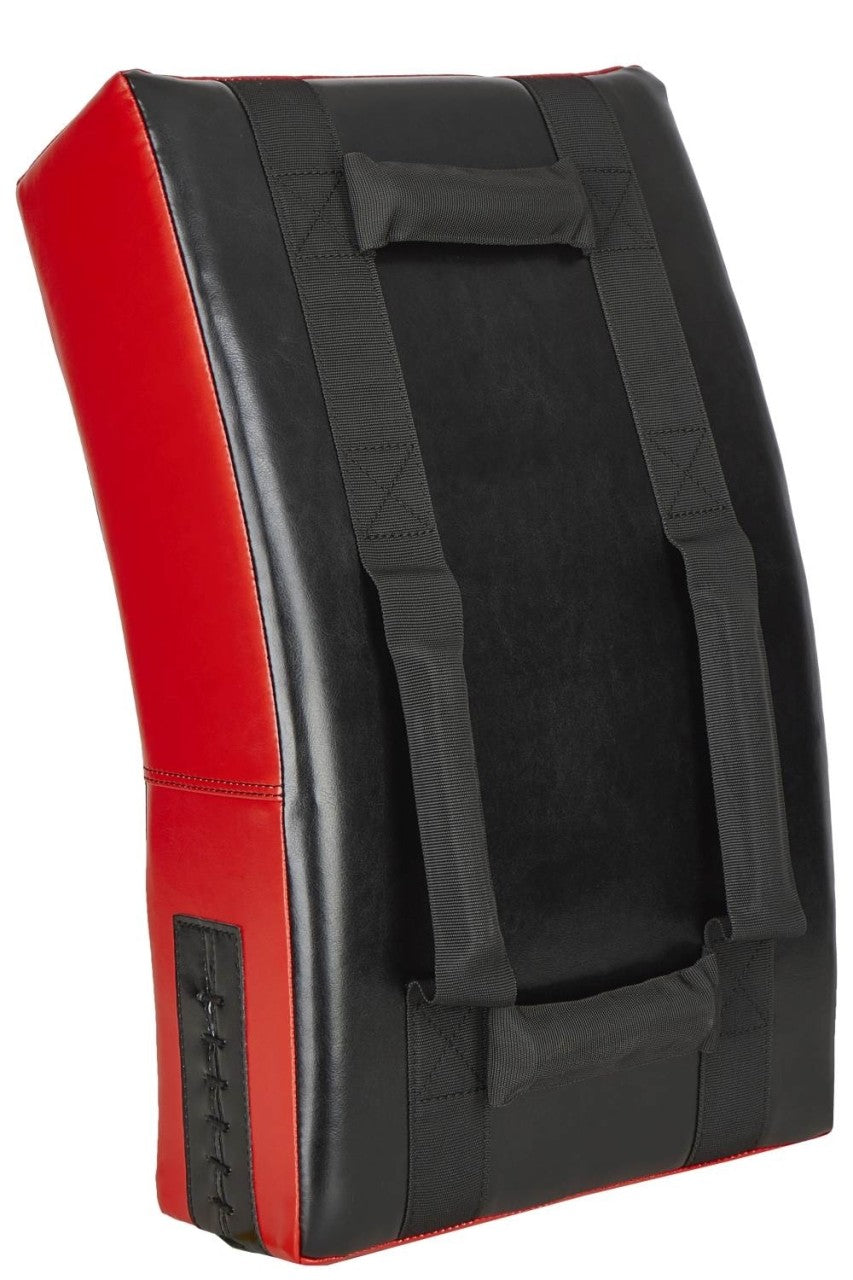 Tapis de frappe incurvé PX Strike - Avec 4 poignées - 60 x 35 x 15 cm - Cuir synthétique rouge-noir - Tapis léger et robuste
