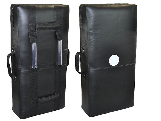 Tapis de frappe géant TEKKA BUDO - Poignées supérieure et latérale - 75 x 37 x 15 cm - Cuir noir véritable