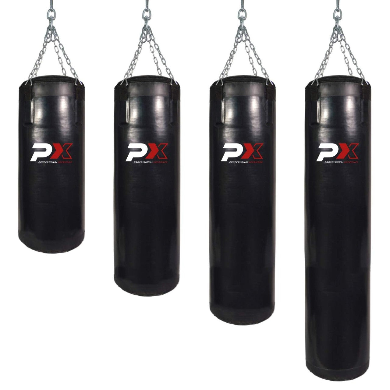 Sac de frappe polyvalent PX rempli - Noir - Avec suspension par chaîne en acier - 25 à 55 kg