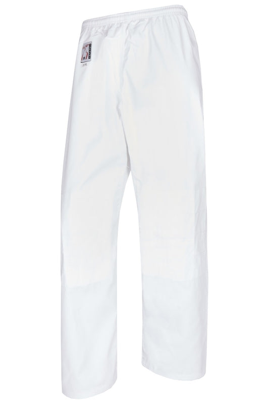 Pantalon de judo TEKKA BUDO standard blanc - avec renfort genoux - coton 8 oz - Pantalon de judo avec ceinture élastique, taille 110 à 200 cm