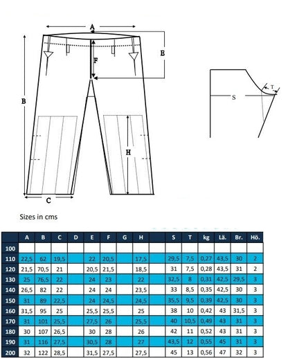 Pantalon de judo blanc, coton – coupe large pour les coups de pied hauts, ceinture élastique avec cordon de serrage
