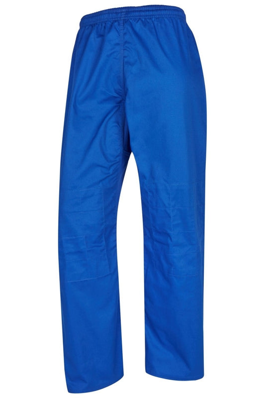 Pantalon de judo TEKKA BUDO bleu standard - avec renfort genoux - coton 8 oz - Pantalon de judo avec ceinture élastique, taille 160 à 200 cm