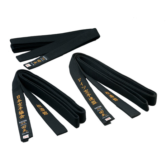 Ceinture de karaté Kaiten noire - Largeur 4 cm - Ceinture noire en coton - Longueur 275 à 350 cm
