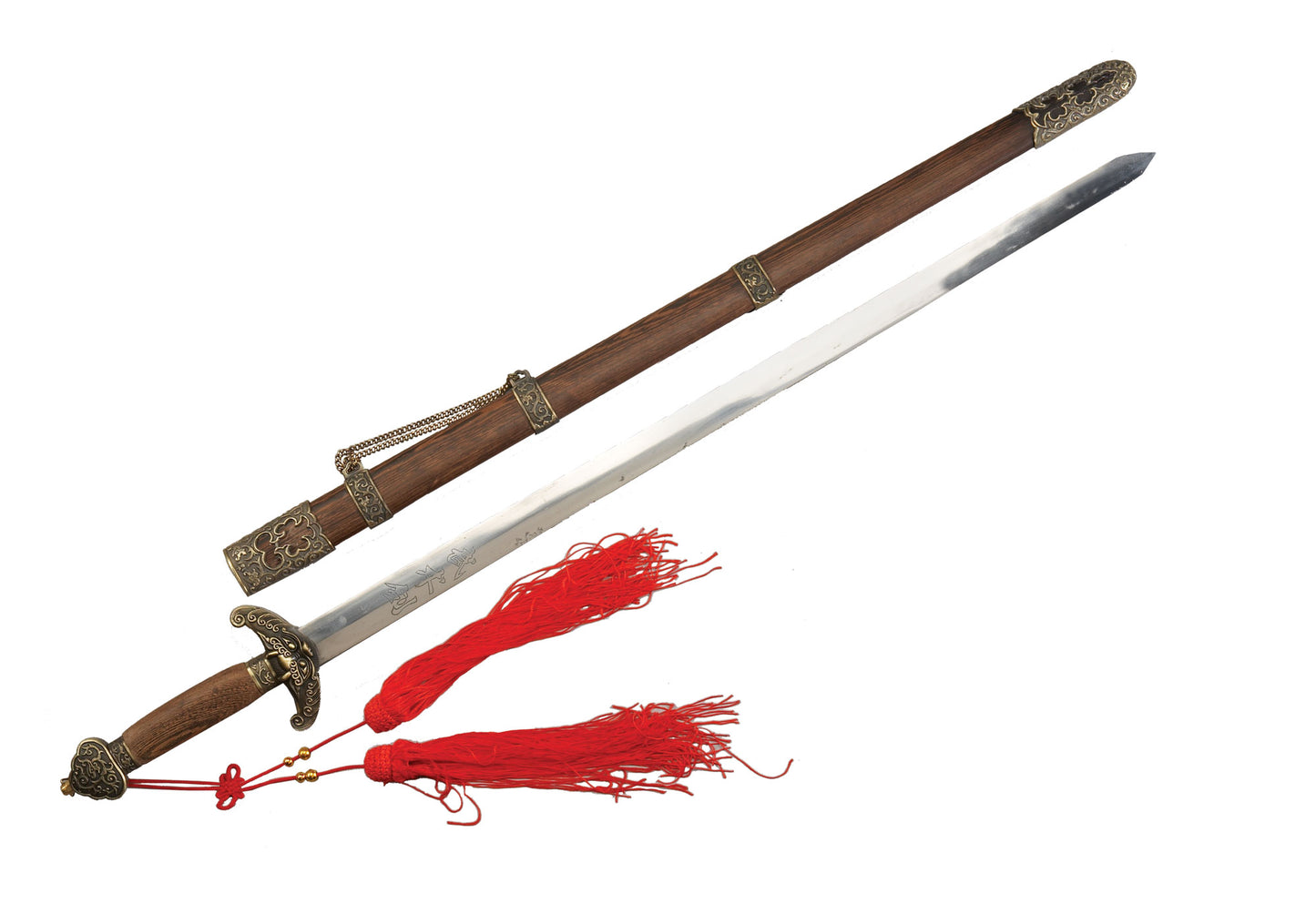 Épée en métal avec fourreau, lame de 76 cm, manche en bois