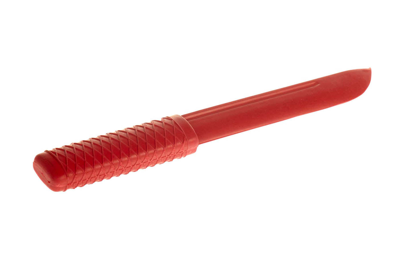 Couteau en caoutchouc court rouge 23 cm pour exercices d'autodéfense