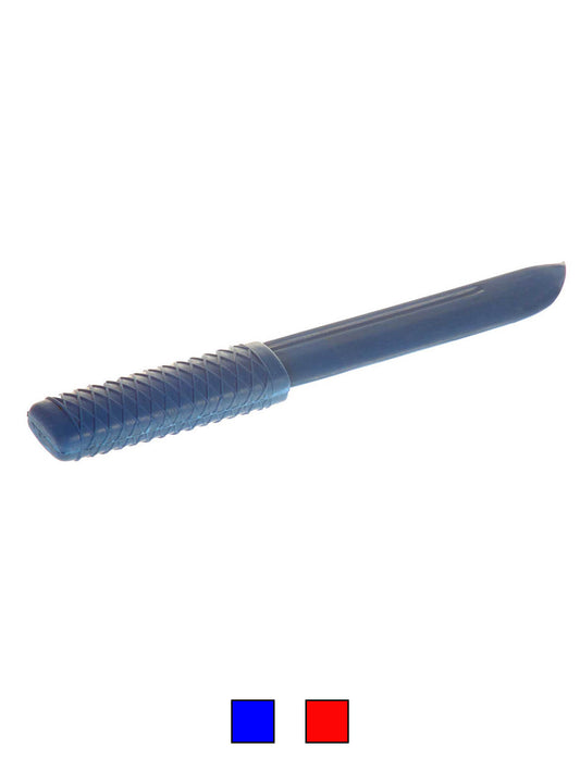 Couteau en caoutchouc court bleu 23 cm pour exercices d'autodéfense