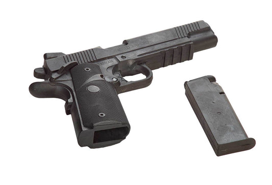 Pistolet d'entraînement en caoutchouc SV noir 22 cm avec chargeur
