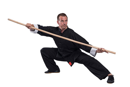 Costume TEKKA BUDO Kung Fu Shaolin Noir II - Poignets blancs, col intérieur - Taille 110 - 200 cm - Tai Chi Wushu Qi Gong