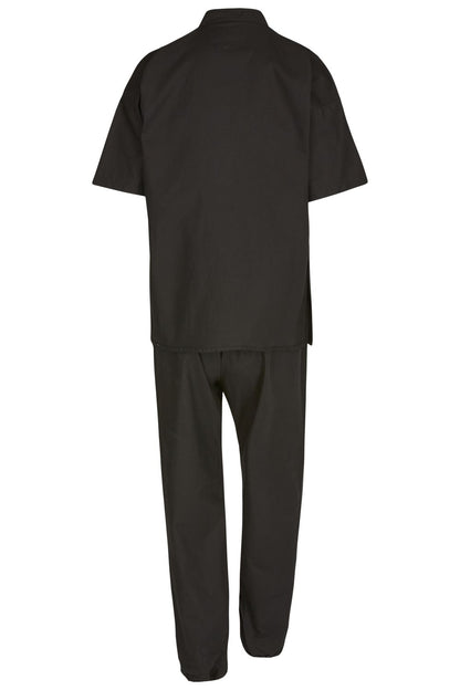 TEKKA BUDO Kung Fu Suit Quan noir - manches courtes - pantalon avec ceinture élastique - taille 110 - 200 cm - Tai Chi Wushu Qi Gong